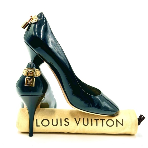 LOUIS VUITTON “OH REALLY” Padlock Round Toe Black Pumps - Picture 1 of 16